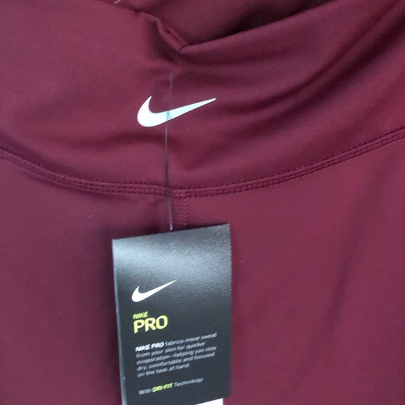 Nike Pro Stealth Burgundy Mid Rise Athletic Leggings, Full Length Size Medium - Picture 10 of 14